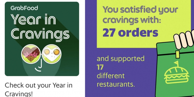 Lihat berapa banyak anda pesan makanan di GrabFood melalui Year In Cravings
