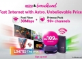 Astro tawar Pakej Jimat 109, saluran TV beserta broadband pada harga RM109.99