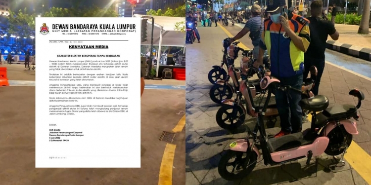 Kenapa DBKL sita skuter elektrik di Dataran Merdeka?