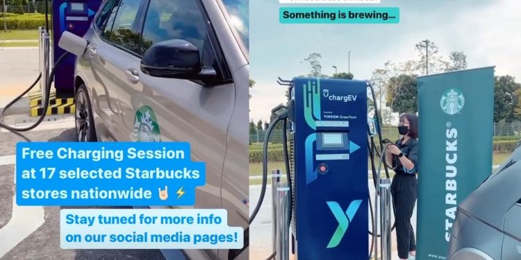 T20 boleh cas kereta elektrik mereka di Starbucks secara PERCUMA, ini lokasinya