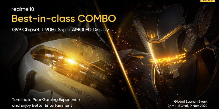 Realme 10 yang bakal tiba ada skrin Super AMOLED dan RAM 8GB + 8GB