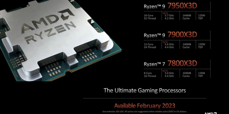 Tiga CPU Ryzen 7000 berteknologi 3D V-cache mula dijual 14 Februari 2023?