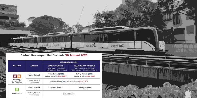 Landasan bengkok, waktu operasi LRT Ampang / Sri Petaling & Monorel diubah, ini info terbaharu