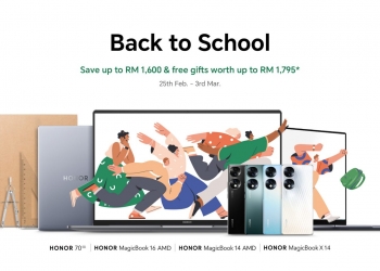 Promosi Honor dengan potongan harga sehingga RM1,300 untuk laptop, tablet dan telefon