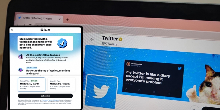 Twitter Blue kini di Malaysia, harga langganan serendah RM35 sebulan