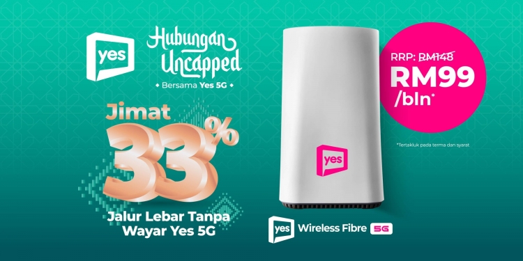 Yes Wireless 5G menawarkan kuota 5G tanpa had hanya RM99/bulan