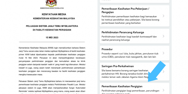 Sistem janji temu Pemeriksaan Kesihatan Pergigian melalui MySejahtera kini diperluas di seluruh Malaysia