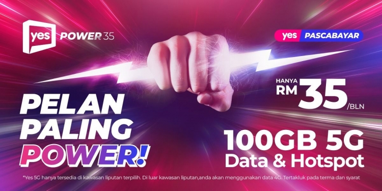 Power 35 tawar 100GB pada harga RM35 sahaja, pascabayar termurah Yes 5G setakat ini