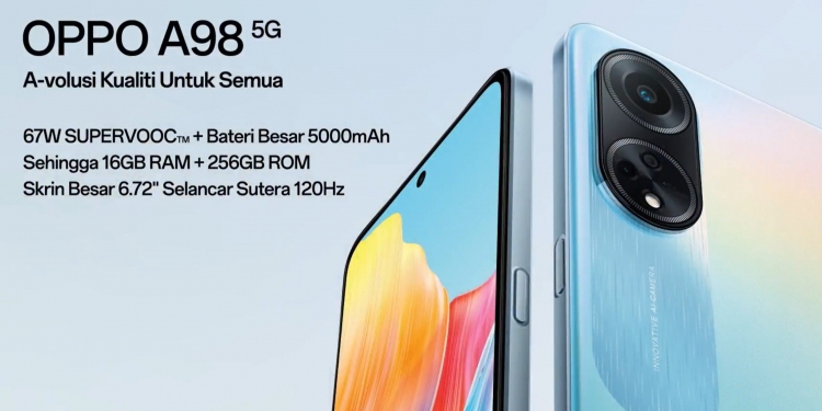 Oppo A98 tampil dengan pengecas 67W, kamera mikroskop 40x dan skrin LCD 120Hz
