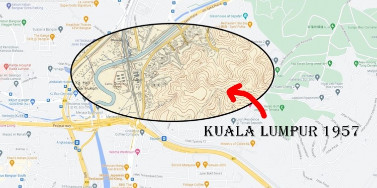 Ini peta hi-res Kuala Lumpur 1957. Tahukah anda Mid Valley Megamall letaknya di atas rumah sembelihan?