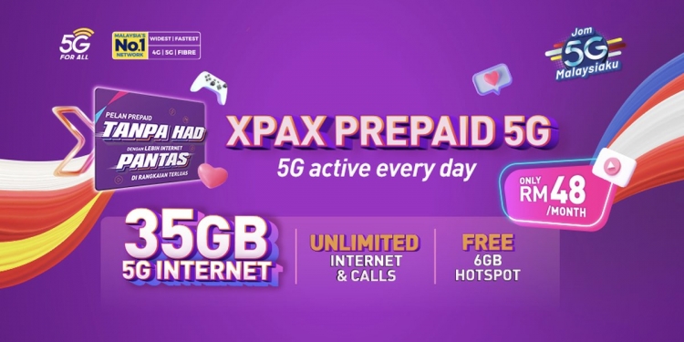 Xpax Prepaid Unlimited 5G 48 tawar Internet sehingga 100Mbps dan panggilan tanpa had