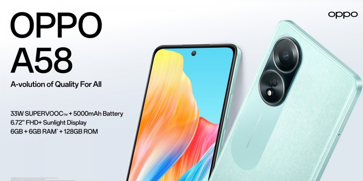 Oppo A58 dilancar, telefon a-volusi berkualiti dengan cip Helio G85 dan pengecas SuperVOOC