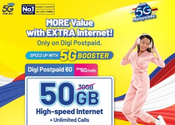 Digi Postpaid 60 kini boleh pilih antara data 4G 80GB atau data 5G 50GB