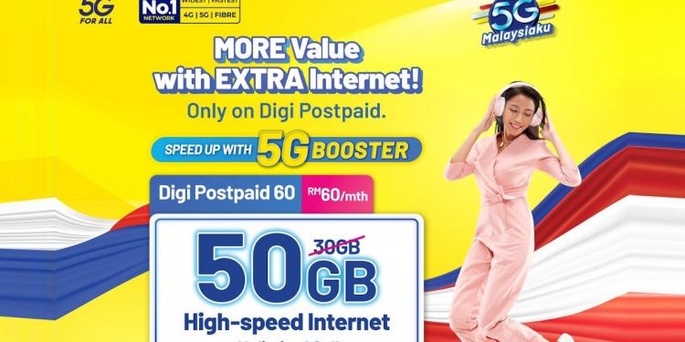 Digi Postpaid 60 kini boleh pilih antara data 4G 80GB atau data 5G 50GB