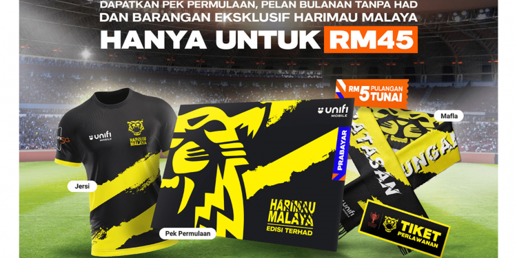 Unifi bekerjasama dengan FAM tawar pek Uni5G dan jersi Harimau Malaya untuk masa terhad