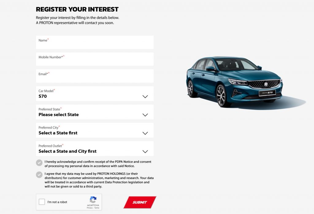 Daftar minat Proton S70