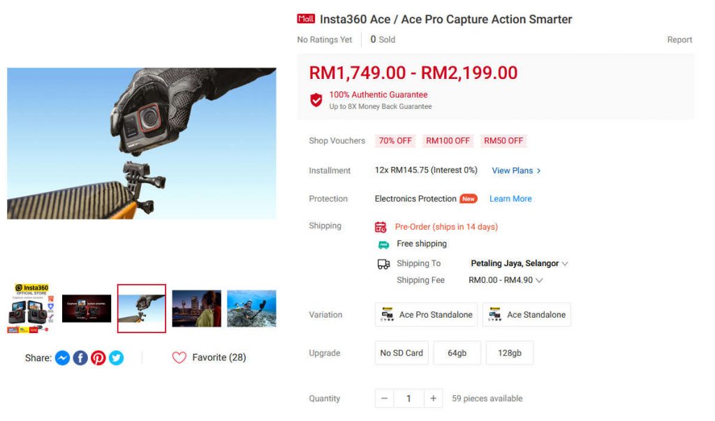 Harga Insta360 Ace di Malaysia