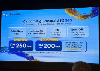 CelcomDigi Postpaid 5G 260 tawar 5G tanpa had dan jalur lebar 300Mbps dalam satu pelan