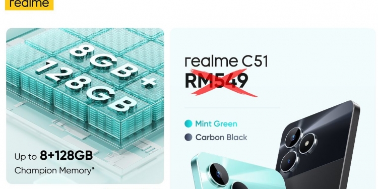 Realme C51 kini lebih murah, harga baru bawah RM500