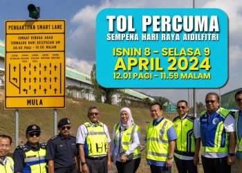 Tol Percuma Hari Raya pada 8 & 9 April, 18 Smart Lane di PLUS diaktifkan