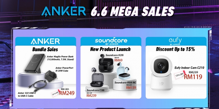 Jualan 6.6 Anker: Fon putik Soundcore dari RM69, lebih banyak diskaun untuk powerbank dan CCTV