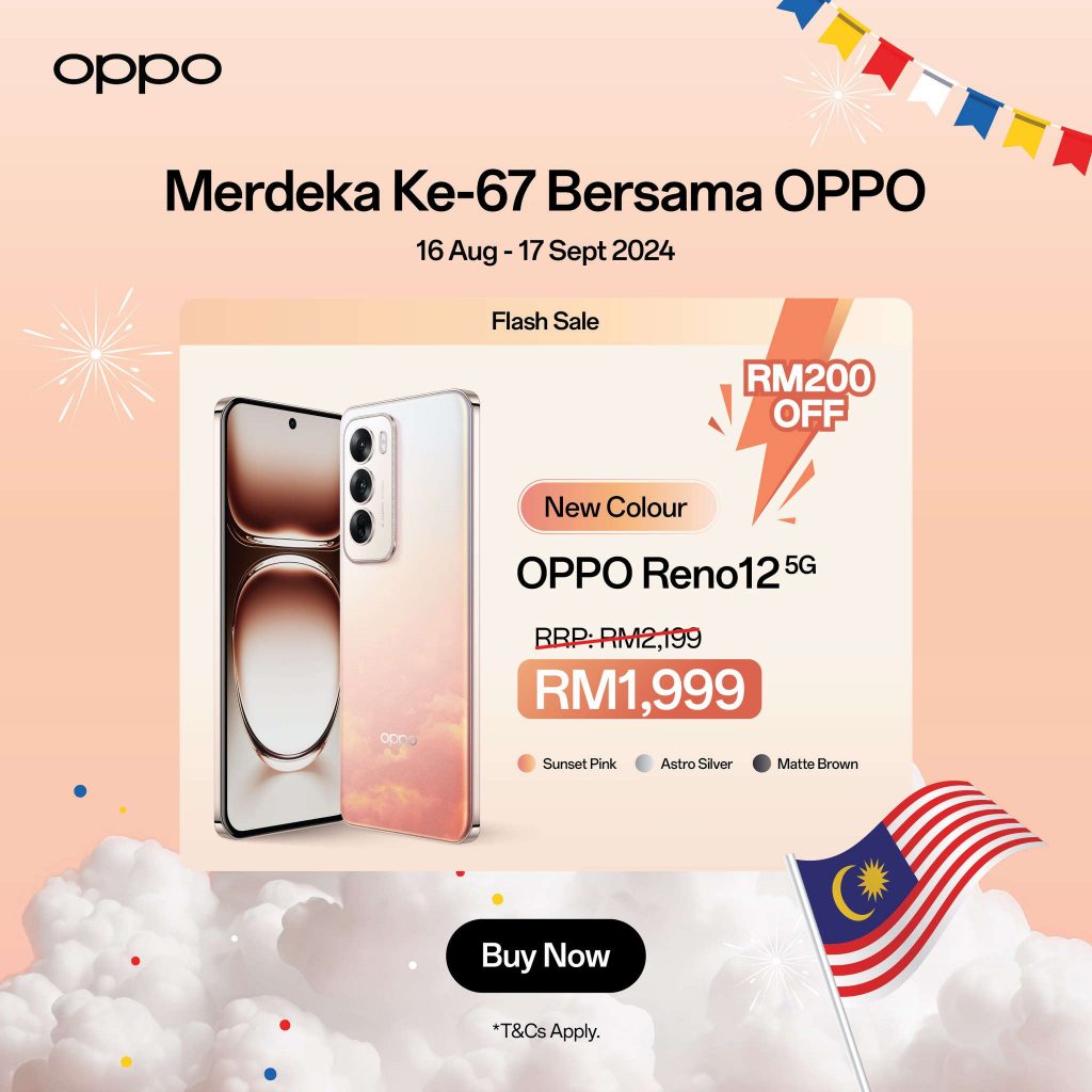 Warna baru Oppo Reno 12 5G terima potongan harga waktu terhad