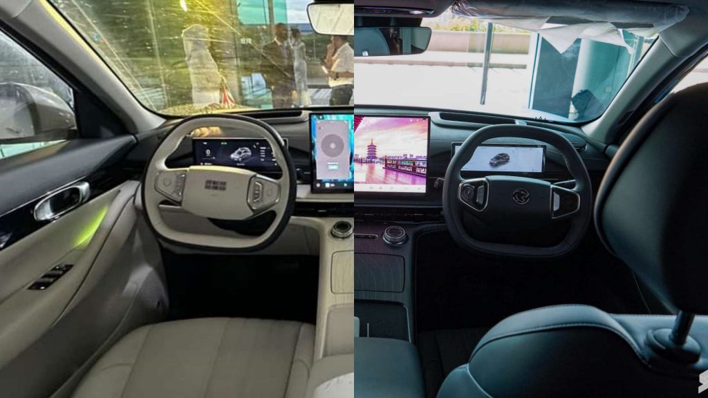 Kabin Geely Galaxy E5 (kiri) vs. Proton e.MAS 7 (kanan)