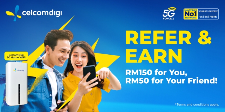 CelcomDigi tawar RM150 untuk setiap pendaftaran broadband melalui progam “Refer & Earn”