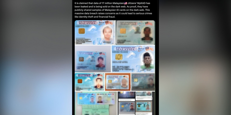 17 juta data MyKad rakyat Malaysia dilaporkan bocor di dark web