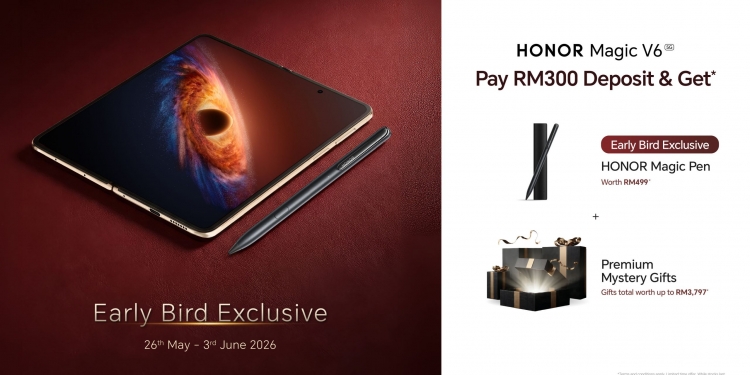 Honor Magic V6 Malaysia: Tempahan awal dibuka dengan hadiah bernilai RM3,797