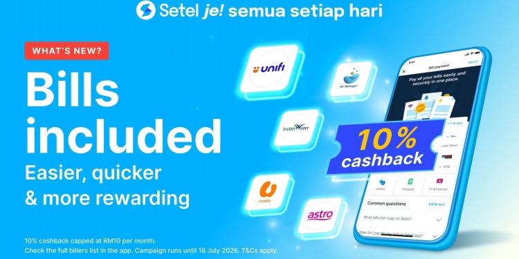 Setel kini sokong pembayaran bil, promo cashback 10% untuk masa terhad