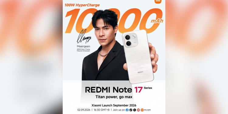 Siri Redmi Note 17 akan tiba di Malaysia 2 September dengan bateri gergasi 10,000mAh