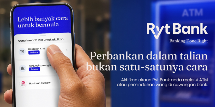 Pengguna Ryt Bank kini boleh aktifkan akaun melalui mesin ATM, ini caranya