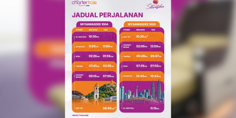 KTM tawar tambang sehala eksklusif RM375 ke Hat Yai dengan Mysawasdee!